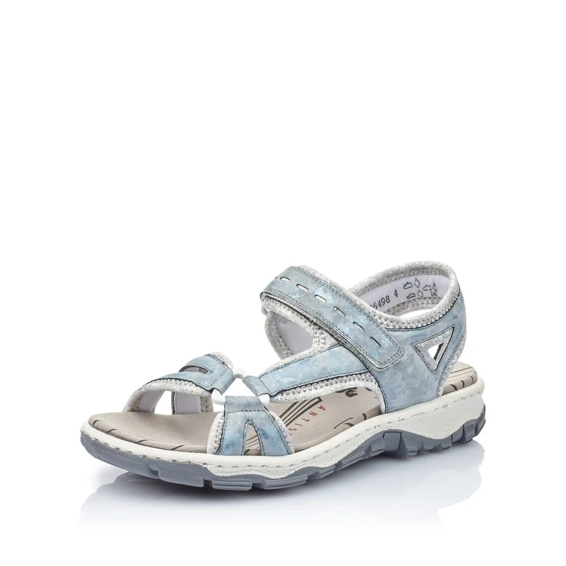 Rieker Women Sandals 68879, Ladies Strappy Sandals,Summer Shoe,Summer Sandal,Comfortable,Flat,Blue (Blau / 12),40 EU / 6.5 UK