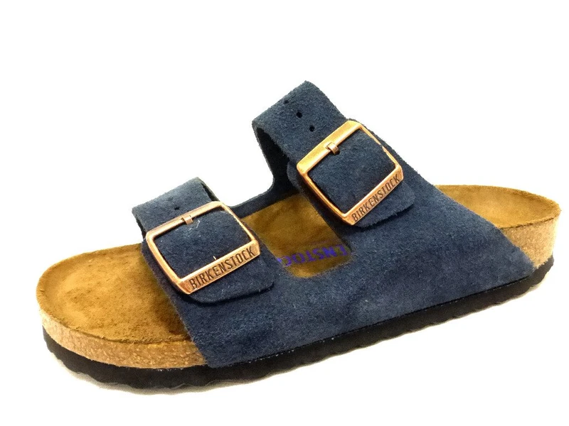 Birkenstock Men's Arizona SFB Blue, Oiled Leather Slippers, Navy, 8 UK