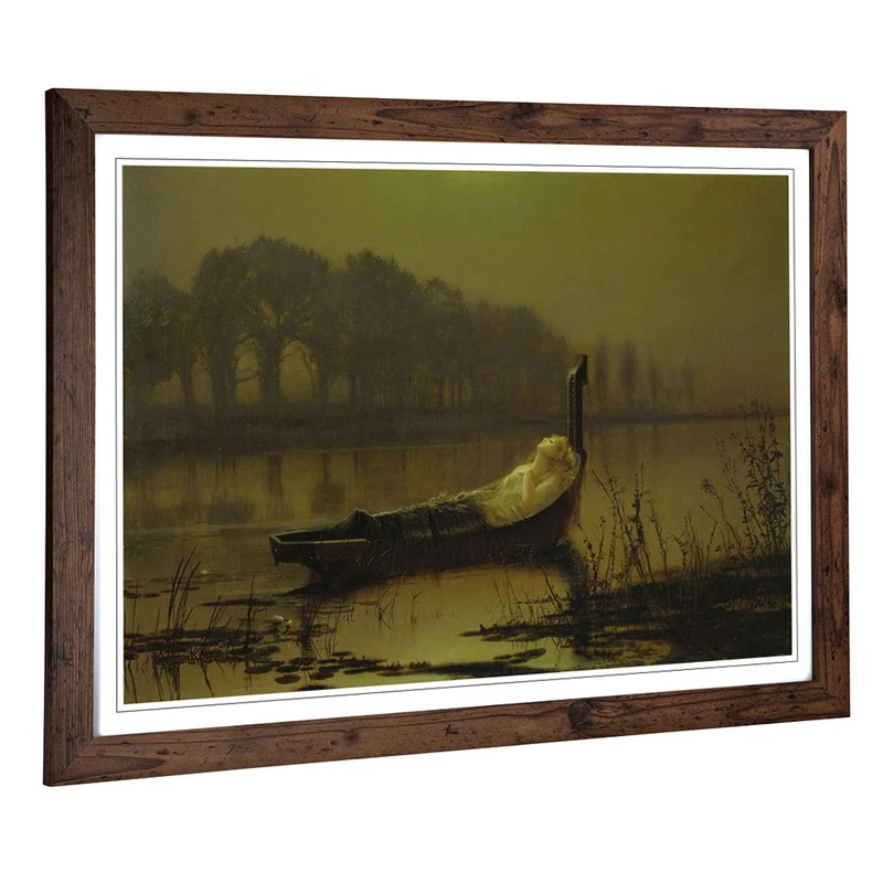 Big Box Art Framed Print of John Atkinson Grimshaw The Lady of Shalott Design | Wall Art Picture | Home Decor for Kitchen, Living Room, Bedroom, Hallway, Walnut, A2 / 24.5x18 Inch / 62x45cm