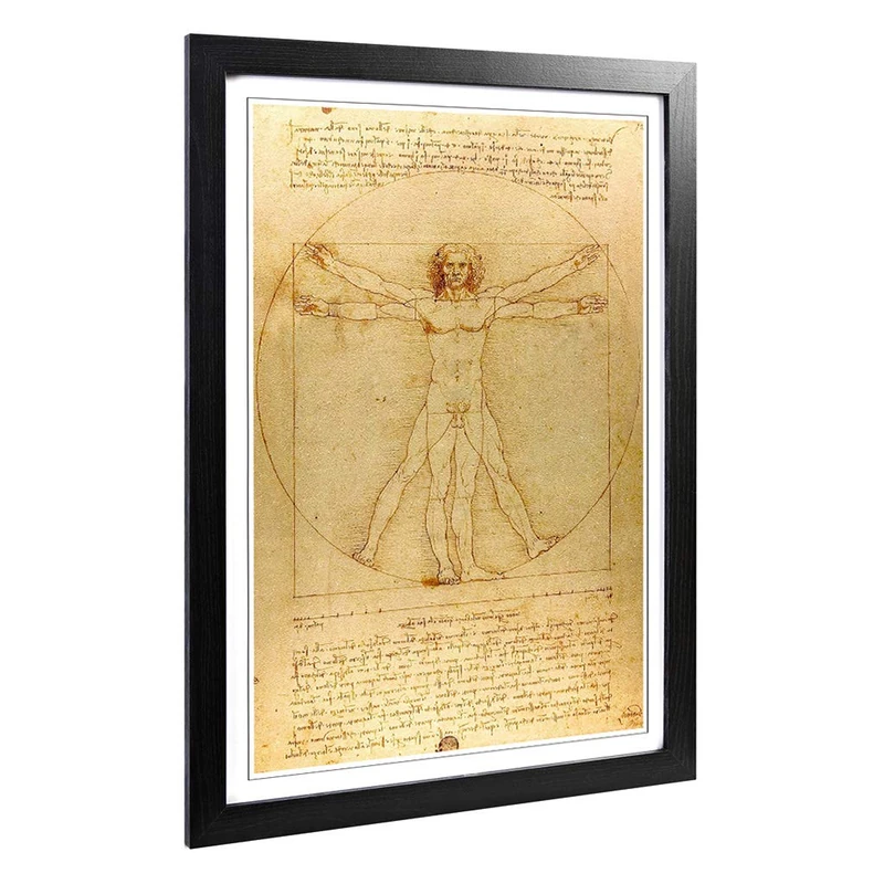 Framed Print of Leonardo Da Vinci The Vitruvian Man Vitruviano Art Design | Wall Art Picture A2 / 24.5x18 Inch / 62x45cm | Home Decor for Kitchen, Living Room, Dining Room, Bedroom, Hallway, Office, FRAMERECT2490