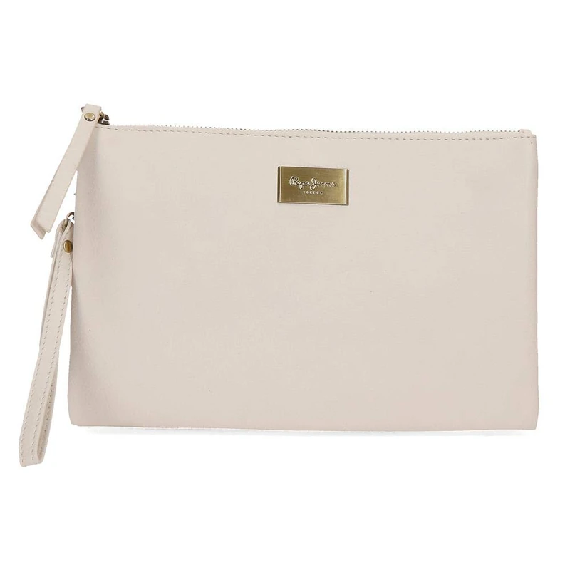 Pepe Jeans Lica Wallet Handbag Beige 22x17x2 cms Leather - Image 1