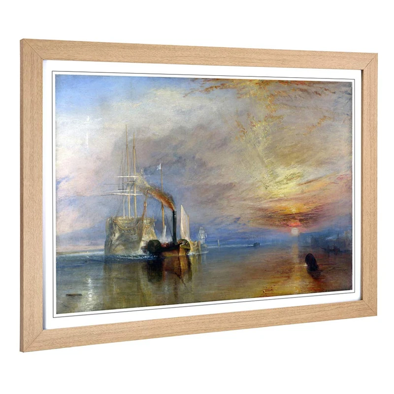 Big Box Art Framed Print of Joseph Mallord William Turner The Fighting Temeraire Design | Wall Art Picture| Home Decor for Kitchen, Living Room, Bedroom, Office, Oak, A2 / 24.5x18 Inch / 62x45cm