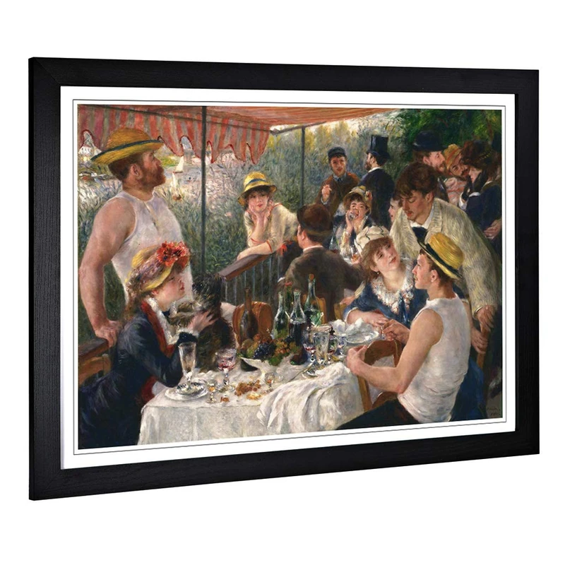 Big Box Art Framed Print of Pierre-Auguste Renoir Luncheon of The Boating Party Design | Wall Art Picture| Home Decor for Kitchen, Living Room, Bedroom, Office, Black, A2 / 24.5x18 Inch / 62x45cm