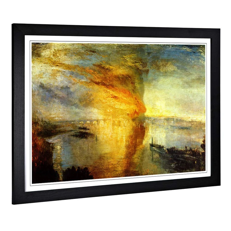 Big Box Art Framed Print of Joseph William Turner The Burning of The House of Lords Design | Wall Art Picture| Home Decor for Living Room, Bedroom, Office, Black, A2 / 24.5x18 Inch / 62x45cm