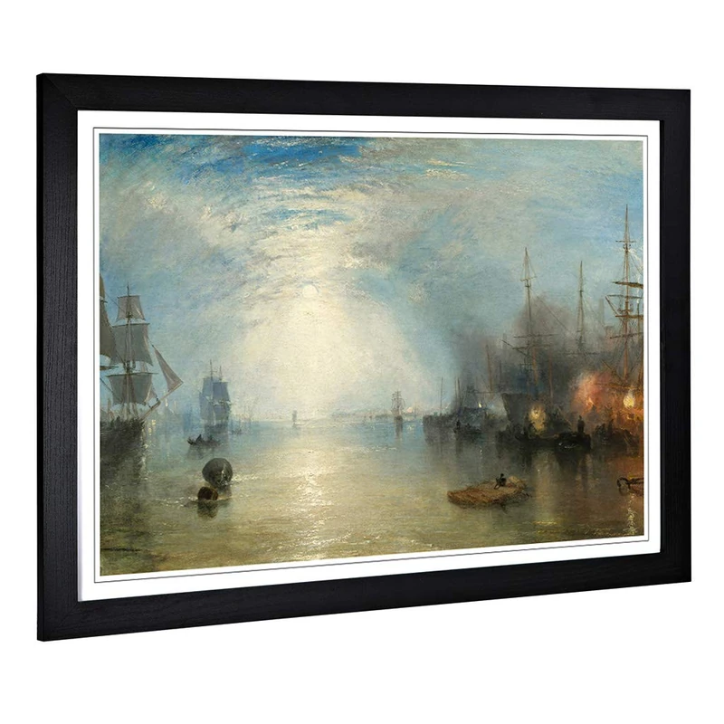 Big Box Art Framed Print of Joseph Mallord William Turner Keelman Heaving Coals Design | Wall Art Picture| Home Decor for Kitchen, Living Room, Bedroom, Office, Black, A2 / 24.5x18 Inch / 62x45cm