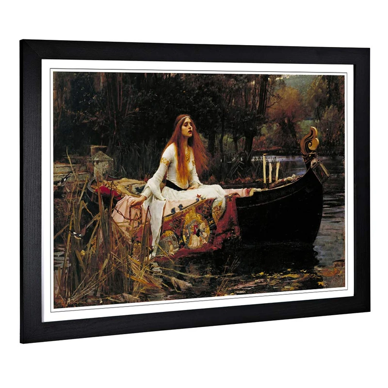 Big Box Art Framed Print of John William Waterhouse The Lady of Shalott Design | Wall Art Picture | Home Decor for Kitchen, Living Room, Bedroom, Hallway, Black, A2 / 24.5x18 Inch / 62x45cm