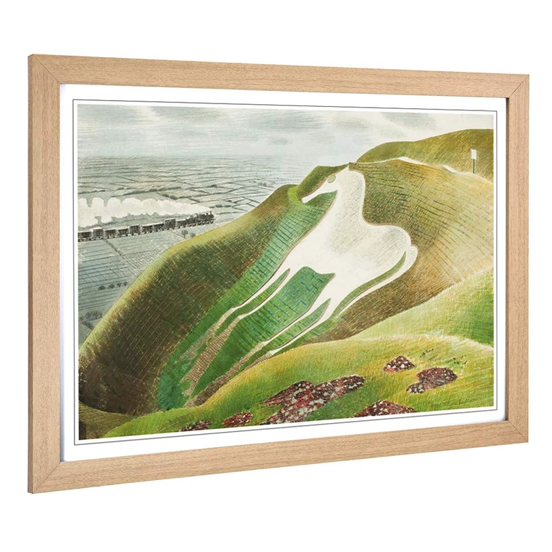 Framed Print of Eric Ravilious Westbury Horse Art Design | Wall Art Picture Measures: A2 / 24.5 x 18 Inch / 62 x 45 cm | Home Decor for Kitchen, Living Room, Dining Room, Bedroom, Hallway, Office