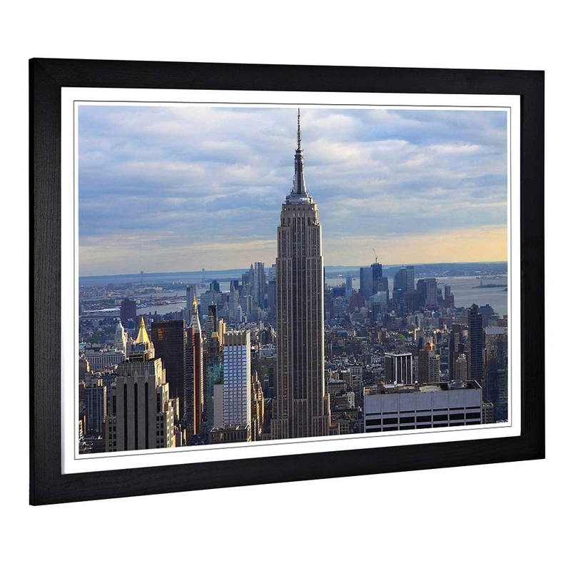Big Box Art Framed Print of Empire State Building New York City Skyline (4) Design | Wall Art Picture| Home Decor for Kitchen, Living Room, Bedroom, Hallway, Black, A2 / 24.5x18 Inch / 62x45cm - Image 1