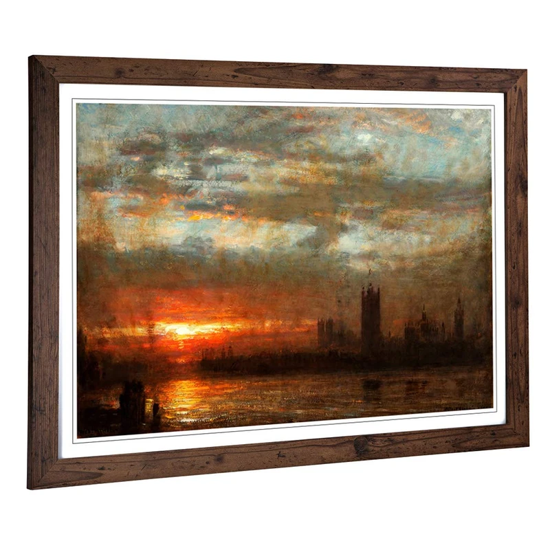Big Box Art Framed Print of Joseph Mallord William Turner Westminster Sunset Design | Wall Art Picture| Home Decor for Kitchen, Living Room, Bedroom, Office, Walnut, A2 / 24.5x18 Inch / 62x45cm
