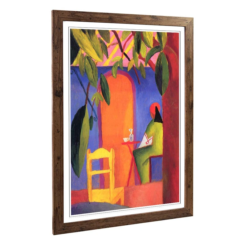 Big Box Art Framed Print of August Macke Turkish Cafe Design | Wall Art Picture | Home Decor for Kitchen, Living, Dining Room, Bedroom, Hallway, Office, Walnut, A2 / 24.5x18 Inch / 62x45cm