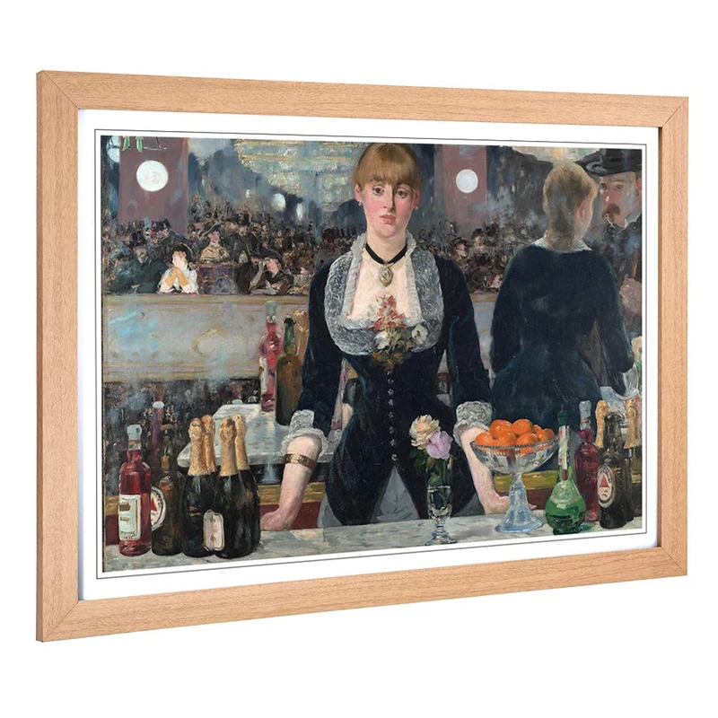 Big Box Art Framed Print of Edouard Manet A Bar at The Folies Bergere Design | Wall Art Picture | Home Decor for Kitchen, Living Room, Bedroom, Hallway, Oak, A2 / 24.5x18 Inch / 62x45cm