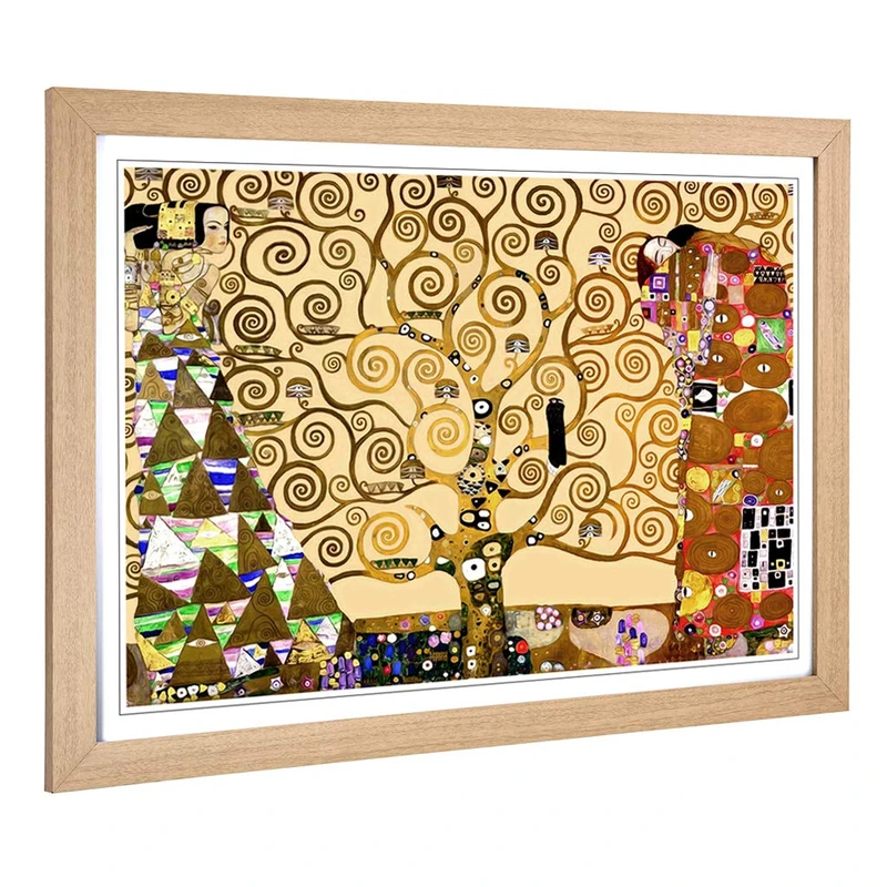 Big Box Art Framed Print of Gustav Klimt The Tree of Life Design | Wall Art Picture | Home Decor for Kitchen, Living, Dining Room, Bedroom, Hallway, Office, Oak, A2 / 24.5x18 Inch / 62x45cm