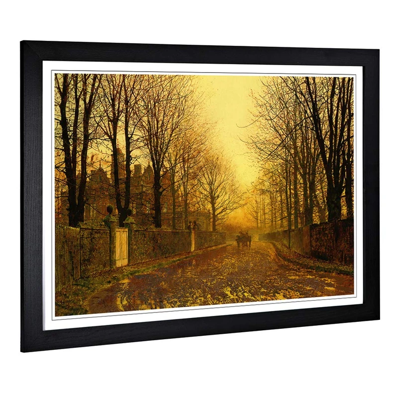 Big Box Art Framed Print of John Atkinson Grimshaw Autumn Evening Design | Wall Art Picture | Home Decor for Kitchen, Living Room, Bedroom, Hallway, Black, A2 / 24.5x18 Inch / 62x45cm