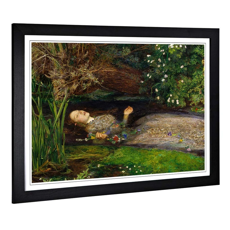 Big Box Art Framed Print of John Everett Millais Ophelia Design | Wall Art Picture | Home Decor for Kitchen, Living, Dining Room, Bedroom, Hallway, Office, Black, A2 / 24.5x18 Inch / 62x45cm