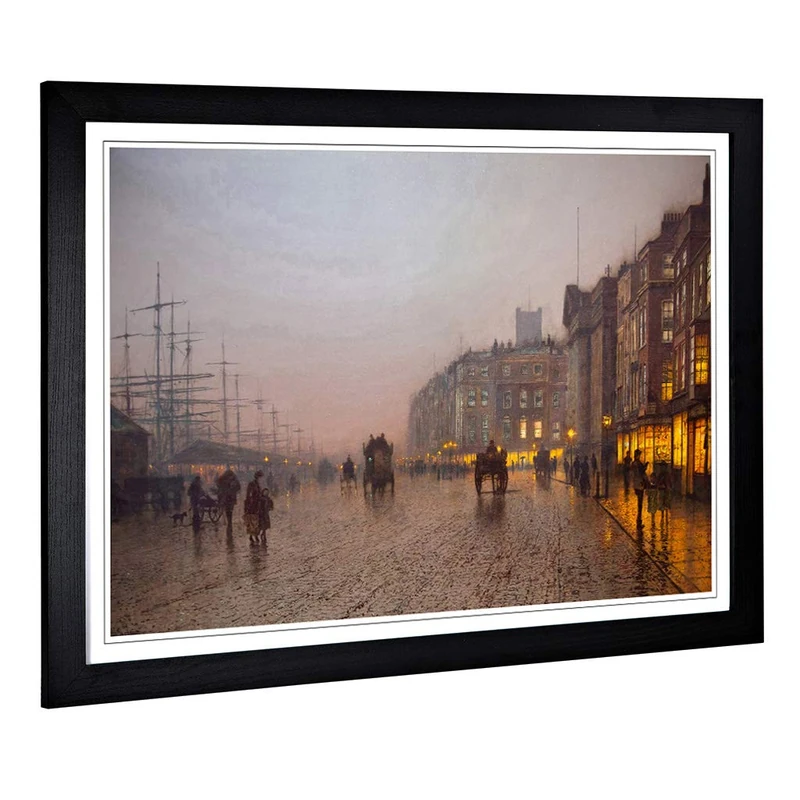 Big Box Art Framed Print of John Atkinson Grimshaw Street Scene Design | Wall Art Picture | Home Decor for Kitchen, Living Room, Bedroom, Hallway, Black, A2 / 24.5x18 Inch / 62x45cm