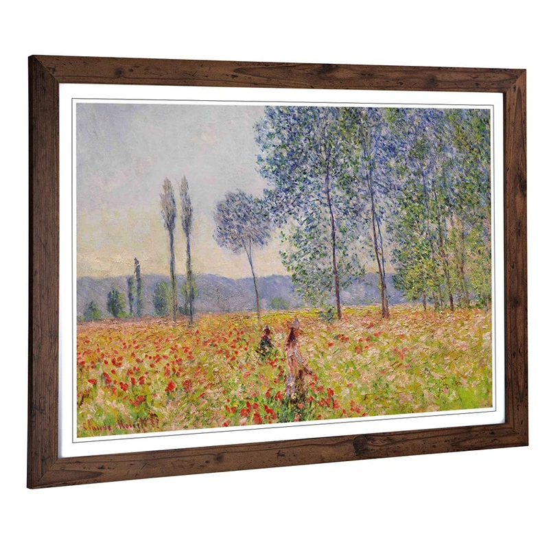 Big Box Art Framed Print of Claude Monet Walking in The Fields Design | Wall Art Picture | Home Decor for Kitchen, Living Room, Bedroom, Hallway, Walnut, A2 / 24.5x18 Inch / 62x45cm - Image 1