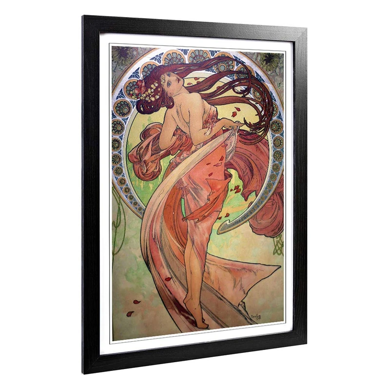 Big Box Art Framed Print of Alphonse Mucha Dance Design | Wall Art Picture | Home Decor for Kitchen, Living, Dining Room, Lounge, Bedroom, Hallway, Office, Black, A2 / 24.5x18 Inch / 62x45cm