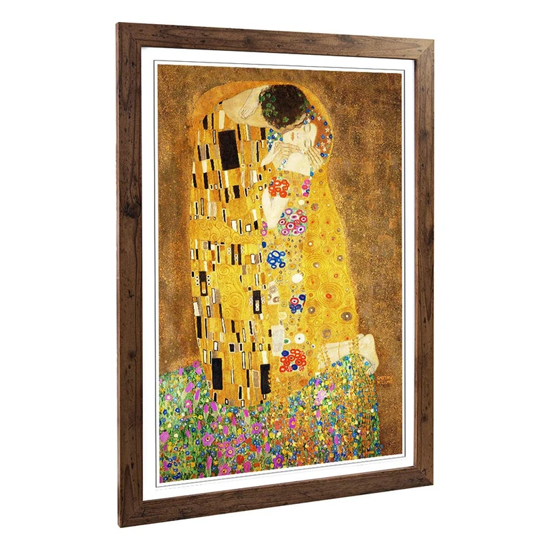 Big Box Art Framed Print of Gustav Klimt The Kiss No.1 Design | Wall Art Picture | Home Decor for Kitchen, Living, Dining Room, Bedroom, Hallway, Office, Walnut, A2 / 24.5x18 Inch / 62x45cm