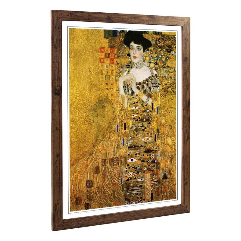Big Box Art Framed Print of Gustav Klimt Portrait of Adele Bloch-Bauer 2 Design | Wall Art Picture | Home Decor for Kitchen, Living Room, Bedroom, Hallway, Walnut, A2 / 24.5x18 Inch / 62x45cm
