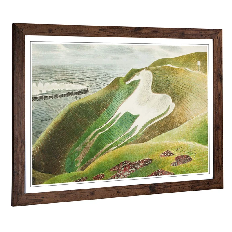 Big Box Art Framed Print of Eric Ravilious Westbury Horse Design | Wall Art Picture | Home Decor for Kitchen, Living, Dining Room, Bedroom, Hallway, Office, Walnut, A2 / 24.5x18 Inch / 62x45cm