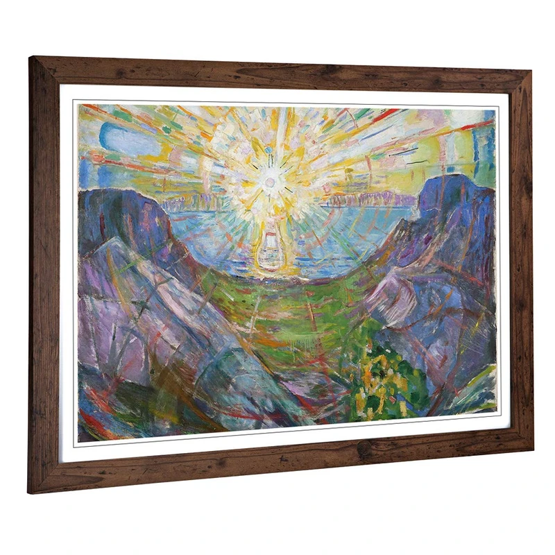 Big Box Art Framed Print of Edvard Munch The Sun Design | Wall Art Picture | Home Decor for Kitchen, Living, Dining Room, Lounge, Bedroom, Hallway, Office, Walnut, A2 / 24.5x18 Inch / 62x45cm
