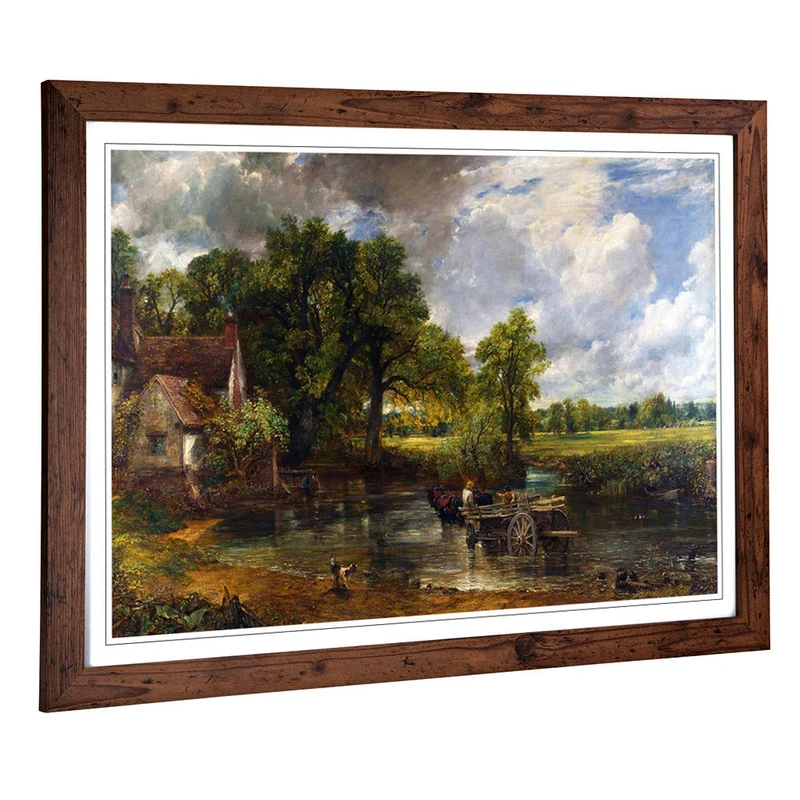 Framed Print of John Constable The Hay Wain Art Design | Wall Art Picture Measures: A2 / 24.5 x 18 Inch / 62 x 45 cm | Home Decor for Kitchen, Living Room, Dining Room, Bedroom, Hallway, Office