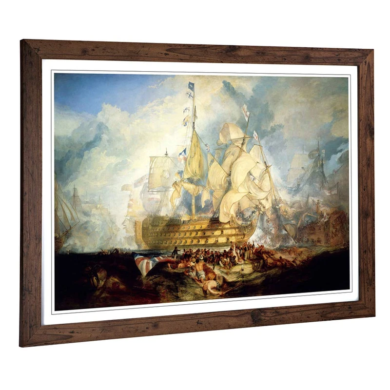 Big Box Art Framed Print of Joseph Mallord William Turner The Battle of Trafalgar Design | Wall Art Picture| Home Decor for Kitchen, Living Room, Bedroom, Office, Walnut, A2 / 24.5x18 Inch / 62x45cm - Image 1