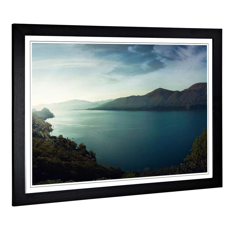 Big Box Art Framed Print of Landscape Sunlight Over a Lake Design | Wall Art Picture | Home Decor for Kitchen, Living, Dining Room, Bedroom, Hallway, Office, Black, A2 / 24.5x18 Inch / 62x45cm