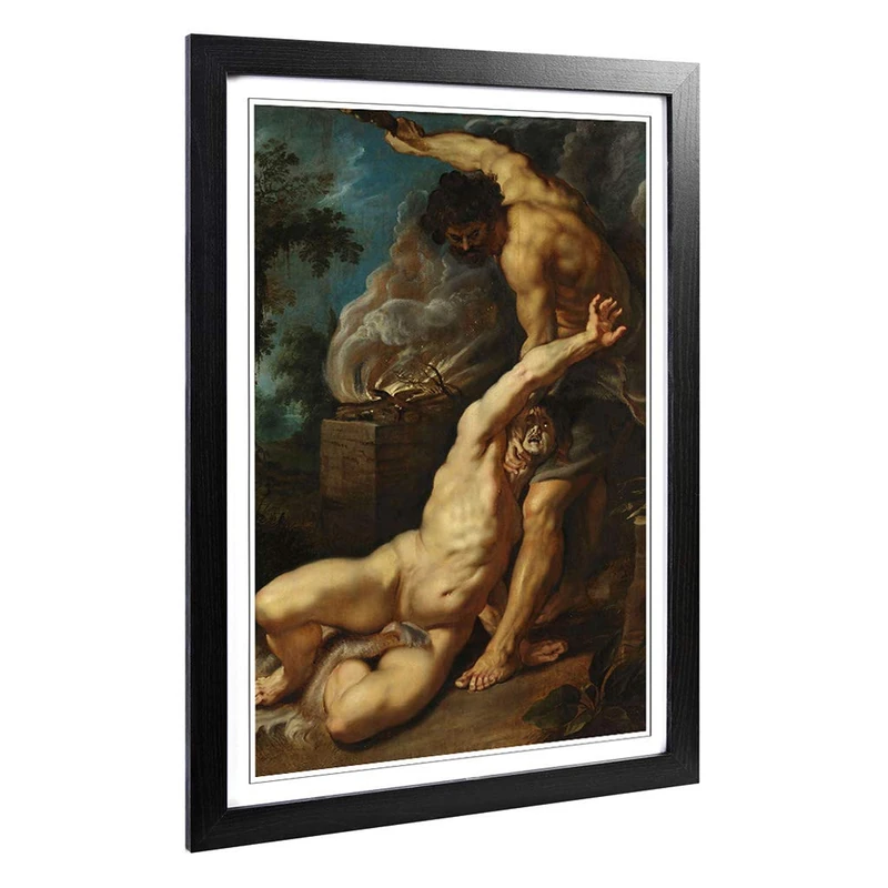 Big Box Art Framed Print of Peter Paul Rubens Cain Slaying ABEL Design | Wall Art Picture | Home Decor for Kitchen, Living Room, Bedroom, Hallway, Black, A2 / 24.5x18 Inch / 62x45cm - Image 1