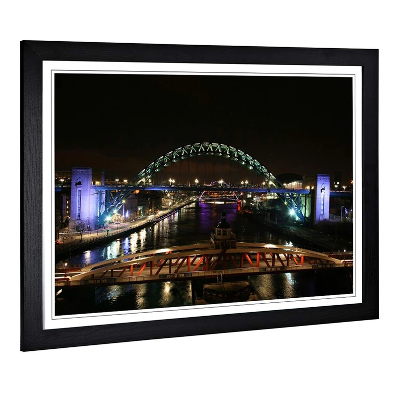 Framed Print of Tyne Bridge Newcastle Art Design | Wall Art Picture Measures: A2 / 24.5 x 18 Inch / 62 x 45 cm | Home Decor for Kitchen, Living Room, Dining Room, Lounge, Bedroom, Hallway, Office FRAMERECT20798