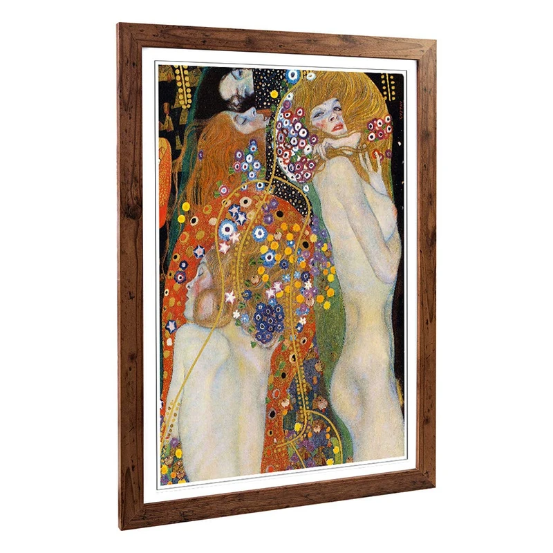 Big Box Art Framed Print of Gustav Klimt Water Design | Wall Art Picture | Home Decor for Kitchen, Living, Dining Room, Lounge, Bedroom, Hallway, Office, Walnut, A2 / 24.5x18 Inch / 62x45cm