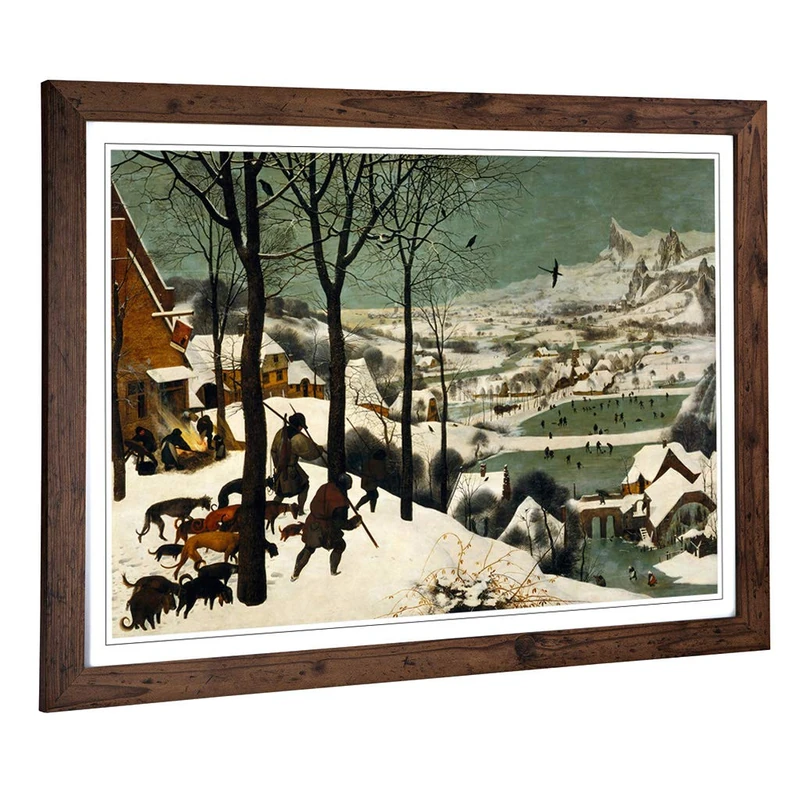 Big Box Art Framed Print of Pieter Bruegel The Elder Hunters in The Snow Design | Wall Art Picture | Home Decor for Kitchen, Living Room, Bedroom, Hallway, Walnut, A2 / 24.5x18 Inch / 62x45cm