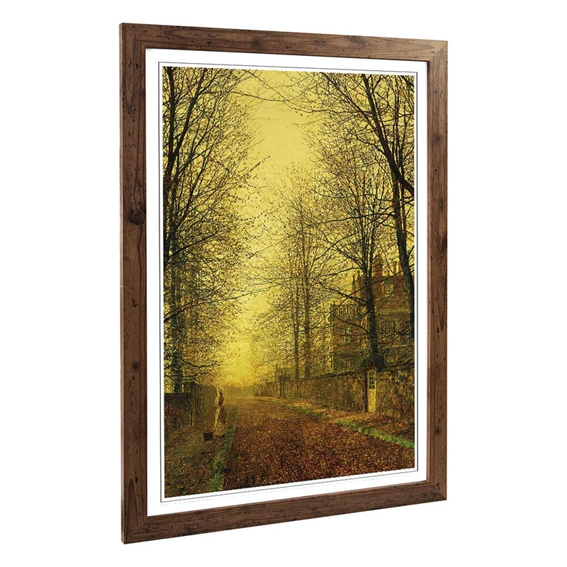 Big Box Art Framed Print of John Atkinson Grimshaw Autumns Golden Glow Design | Wall Art Picture | Home Decor for Kitchen, Living Room, Bedroom, Hallway, Walnut, A2 / 24.5x18 Inch / 62x45cm