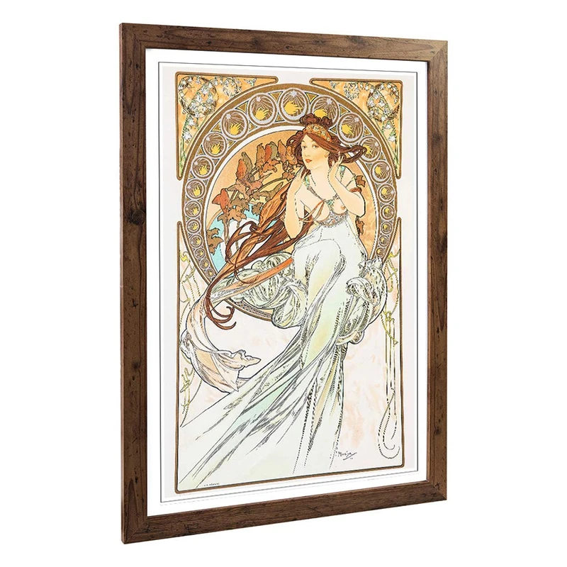 Big Box Art Framed Print of Alphonse Mucha Piece (7) Design | Wall Art Picture | Home Decor for Kitchen, Living, Dining Room, Bedroom, Hallway, Office, Walnut, A2 / 24.5x18 Inch / 62x45cm