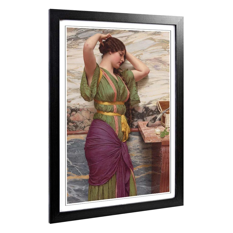 Big Box Art Framed Print of John William Godward A Fair Reflection Design | Wall Art Picture | Home Decor for Kitchen, Living Room, Bedroom, Hallway, Black, A2 / 24.5x18 Inch / 62x45cm