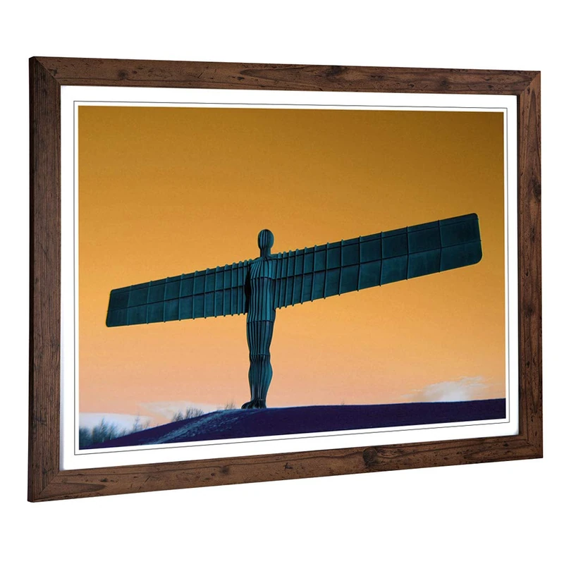 Big Box Art Framed Print of Angel of The North Newcastle 3 Design | Wall Art Picture | Home Decor for Kitchen, Living, Dining Room, Bedroom, Hallway, Office, Walnut, A2 / 24.5x18 Inch / 62x45cm