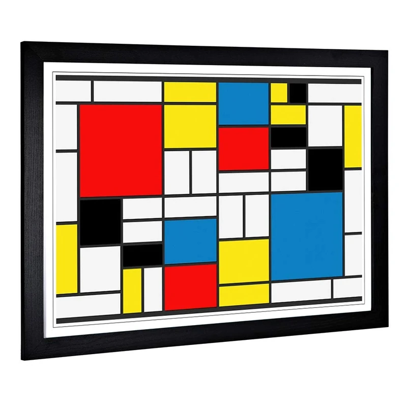 Big Box Art Framed Print of Piet Mondrian Style of Design | Wall Art Picture | Home Decor for Kitchen, Living, Dining Room, Lounge, Bedroom, Hallway, Office, Black, A2 / 24.5x18 Inch / 62x45cm