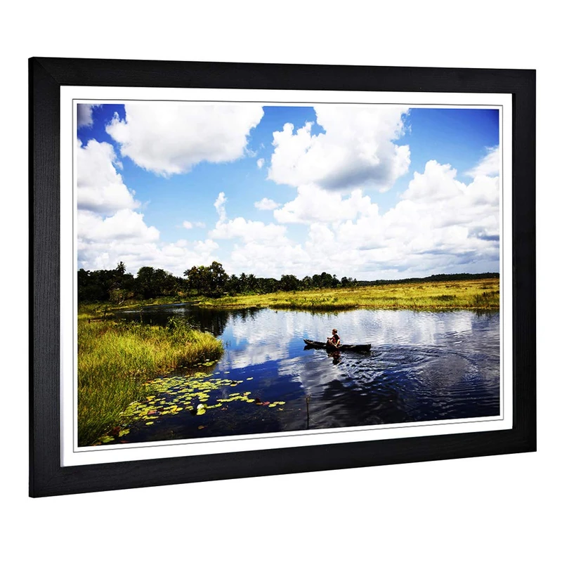 Big Box Art Framed Print of Landscape Guyana Lake Design | Wall Art Picture | Home Decor for Kitchen, Living, Dining Room, Lounge, Bedroom, Hallway, Office, Black, A2 / 24.5x18 Inch / 62x45cm