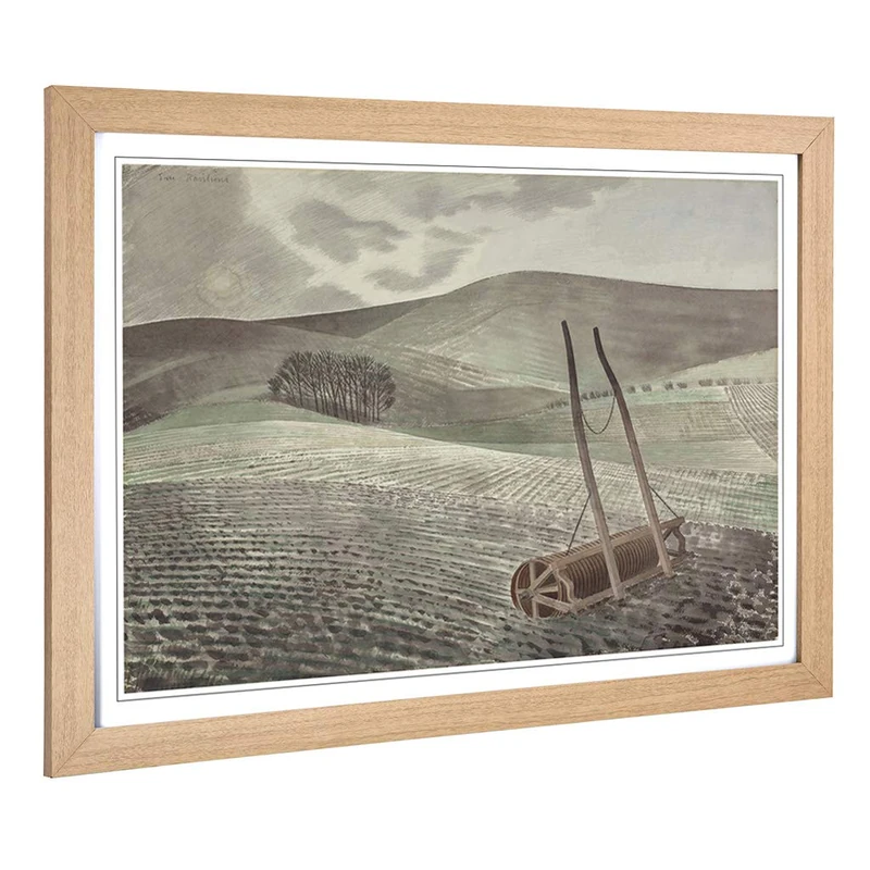 Big Box Art Framed Print of Eric Ravilious Downs in Winter Design | Wall Art Picture | Home Decor for Kitchen, Living, Dining Room, Bedroom, Hallway, Office, Oak, A2 / 24.5x18 Inch / 62x45cm