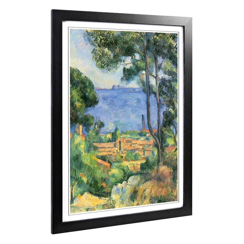 Big Box Art Framed Print of Paul Cezanne Landscape (4) Design | Wall Art Picture | Home Decor for Kitchen, Living, Dining Room, Bedroom, Hallway, Office, Black, A2 / 24.5x18 Inch / 62x45cm
