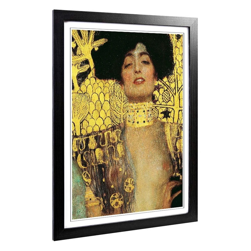 Big Box Art Framed Print of Gustav Klimt Judith Design | Wall Art Picture | Home Decor for Kitchen, Living, Dining Room, Lounge, Bedroom, Hallway, Office, Black, A2 / 24.5x18 Inch / 62x45cm