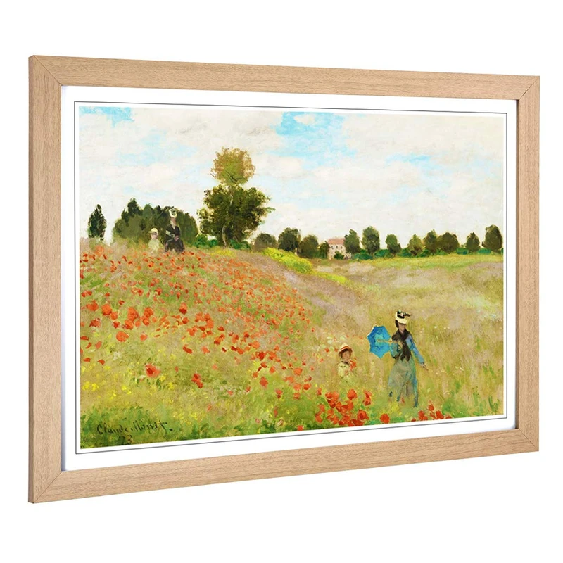 Framed Print of Claude Monet Poppy Field Art Design | Wall Art Picture Measures: A2 / 24.5 x 18 Inch / 62 x 45 cm | Home Decor for Kitchen, Living Room, Dining Room, Lounge, Bedroom, Hallway, Office - Image 1