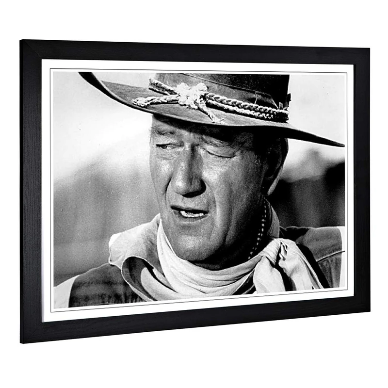 Big Box Art Framed Print of John Wayne (3) Design | Wall Art Picture | Home Decor for Kitchen, Living, Dining Room, Lounge, Bedroom, Hallway, Office, Black, A2 / 24.5x18 Inch / 62x45cm - Image 1