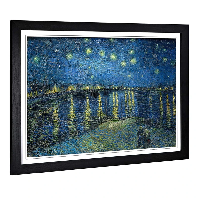 Big Box Art Framed Print of Vincent Van Gogh Starry Night Over The Rhone Design | Wall Art Picture | Home Decor for Kitchen, Living Room, Bedroom, Hallway, Black, A2 / 24.5x18 Inch / 62x45cm