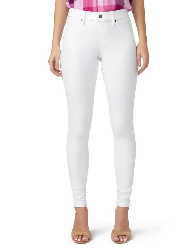 HUE Women's Essential Denim Jean Leggings, Assorted Hosiery, White, 1x