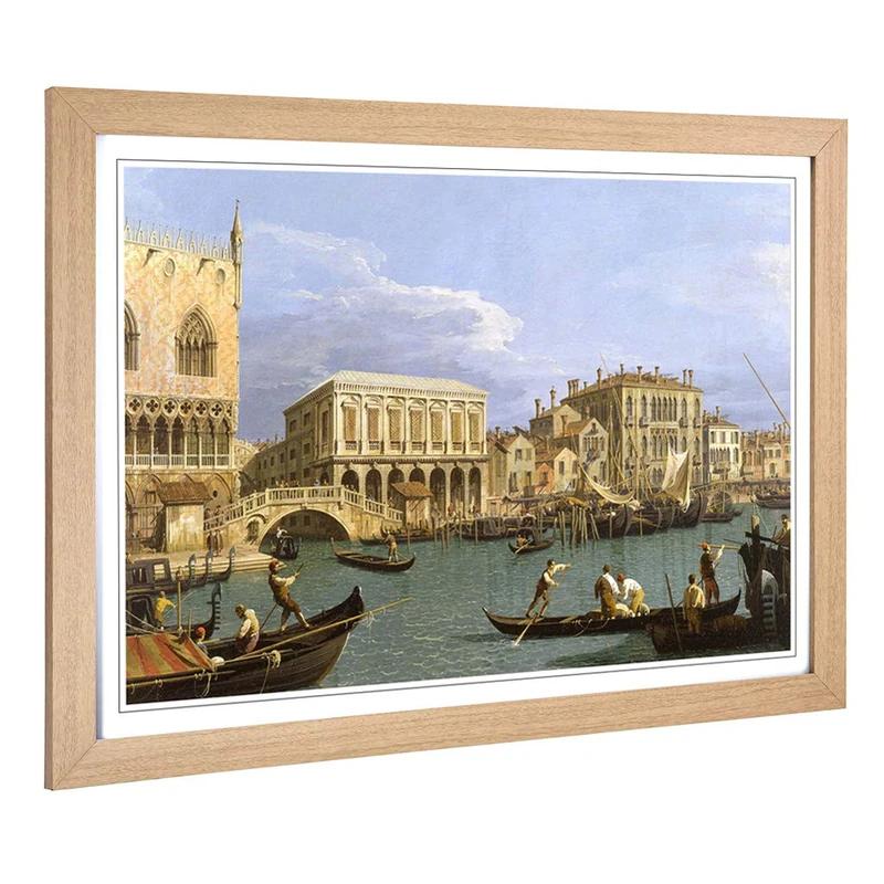 Big Box Art Framed Print of Giovanni Canaletto Riva Degli Schiavoni, Venice Design | Wall Art Picture| Home Decor for Kitchen, Living Room, Bedroom, Hallway, Oak, A2 / 24.5x18 Inch / 62x45cm