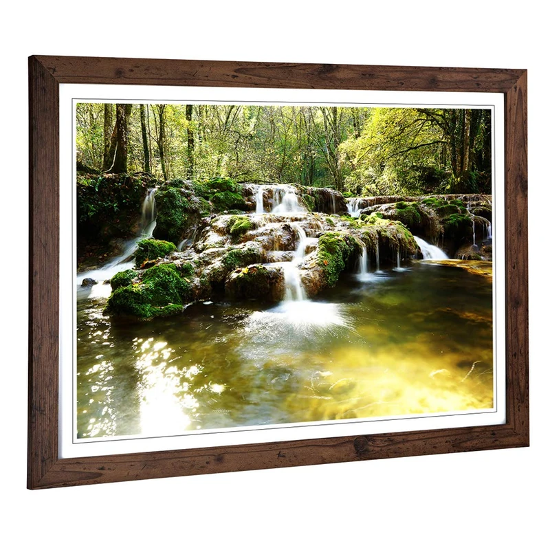 Big Box Art Framed Print of Landscape Forest Wood Stream (6) Design | Wall Art Picture | Home Decor for Kitchen, Living Room, Bedroom, Hallway, Walnut, A2 / 24.5x18 Inch / 62x45cm - Image 1