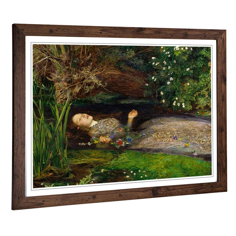 Big Box Art Framed Print of John Everett Millais Ophelia Design | Wall Art Picture | Home Decor for Kitchen, Living, Dining Room, Bedroom, Hallway, Office, Walnut, A2 / 24.5x18 Inch / 62x45cm