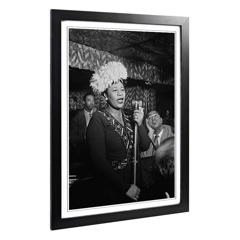 Big Box Art Framed Print of Ella Fitzgerald Design | Wall Art Picture | Home Decor for Kitchen, Living, Dining Room, Lounge, Bedroom, Hallway, Office, Black, A2 / 24.5x18 Inch / 62x45cm
