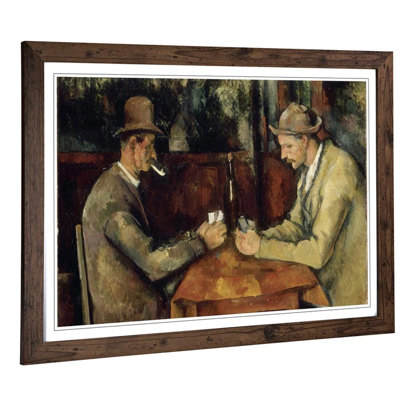 Big Box Art Framed Print of Paul Cezanne The Card Players (2) Design | Wall Art Picture | Home Decor for Kitchen, Living Room, Bedroom, Hallway, Walnut, A2 / 24.5x18 Inch / 62x45cm